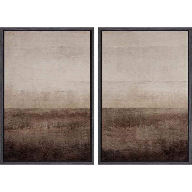 Abstract Landscape " Earthen Layers Abstract Earth Tone " 2 - Pieces
