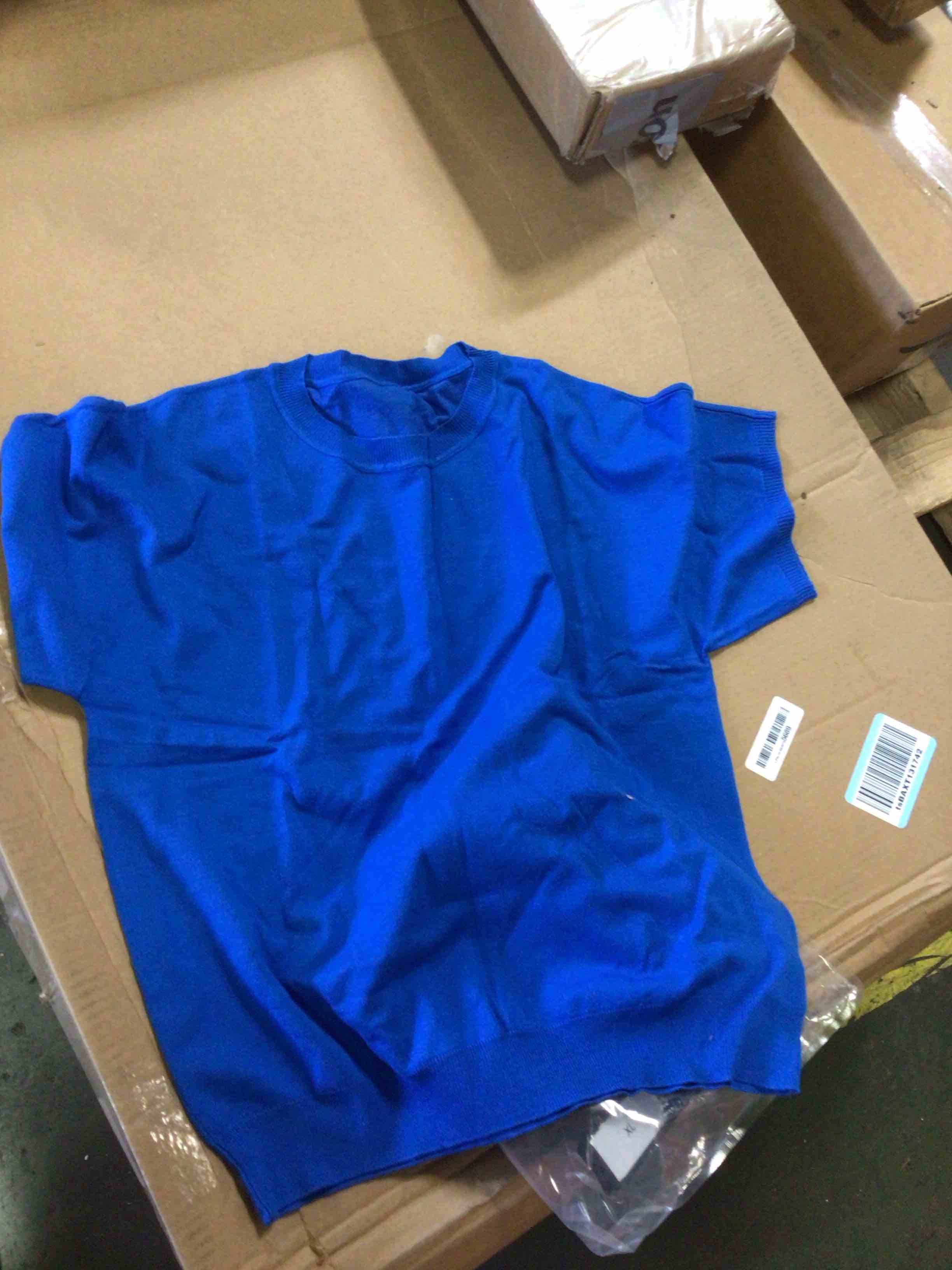 Condition photo showing New/Like New for vintage 80’s single stitch blue boxy sweatshirt t-shirt - large