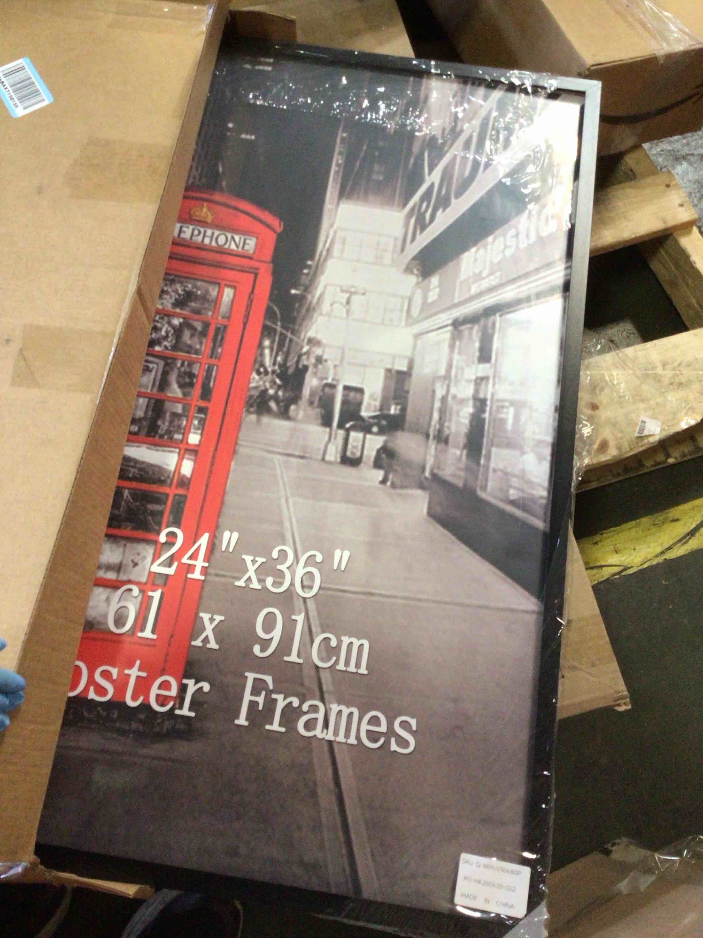 Condition photo showing Good Condition for lavezee 24x36 poster frame black display 24 x 36 inch photo picture frame for wall, metal 24 by 36 frame for wedding christmas birthday thanksgiving mother's day black 24x36