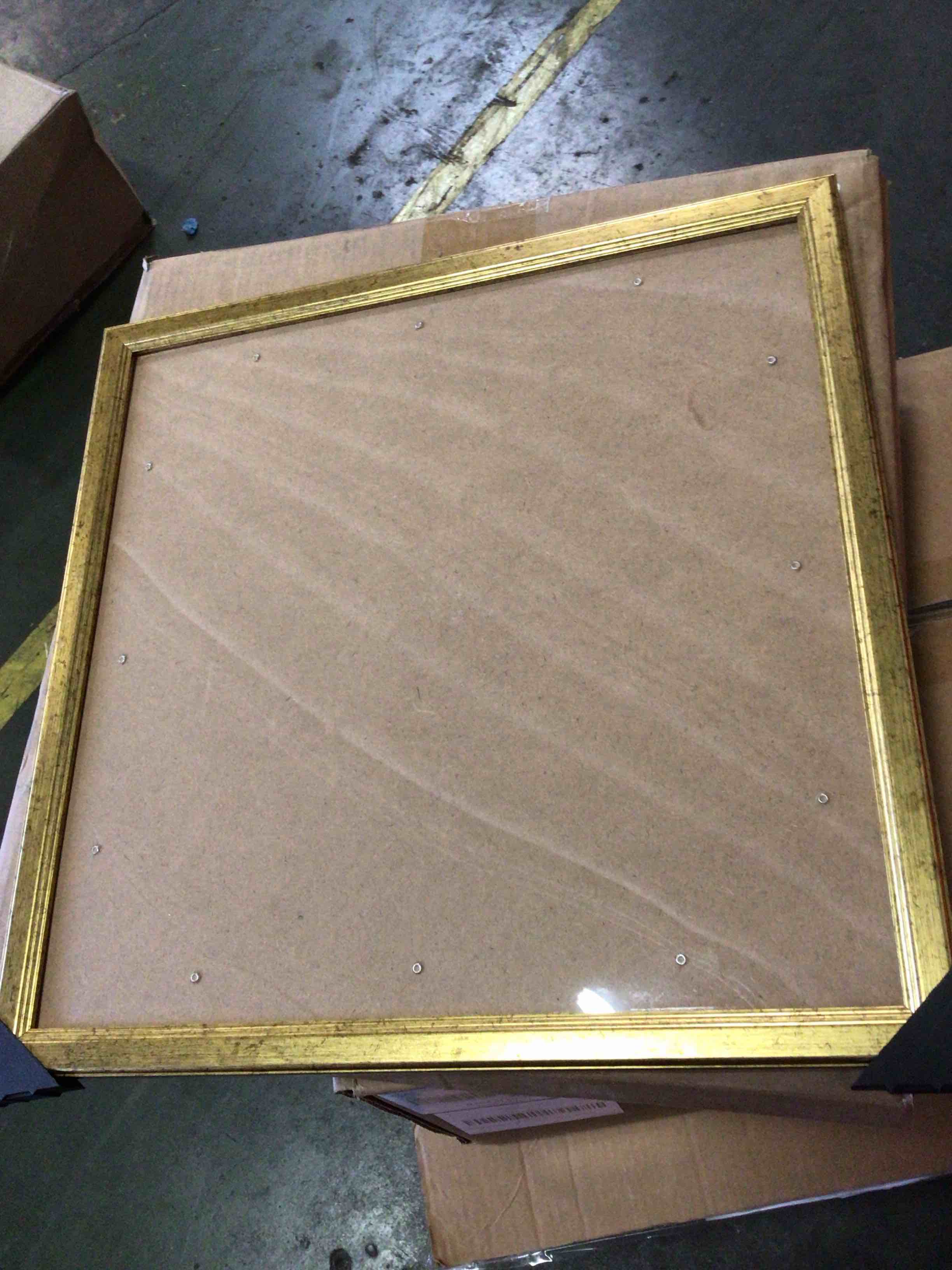 Condition photo showing Good Condition for wood 24x24 frame gold, ornate natural 24x24in poster picture frame, modern golden 24 x 24inch gallery wall photo frame with hd plexiglass, horizontal vertical wall mounting display 1pcs