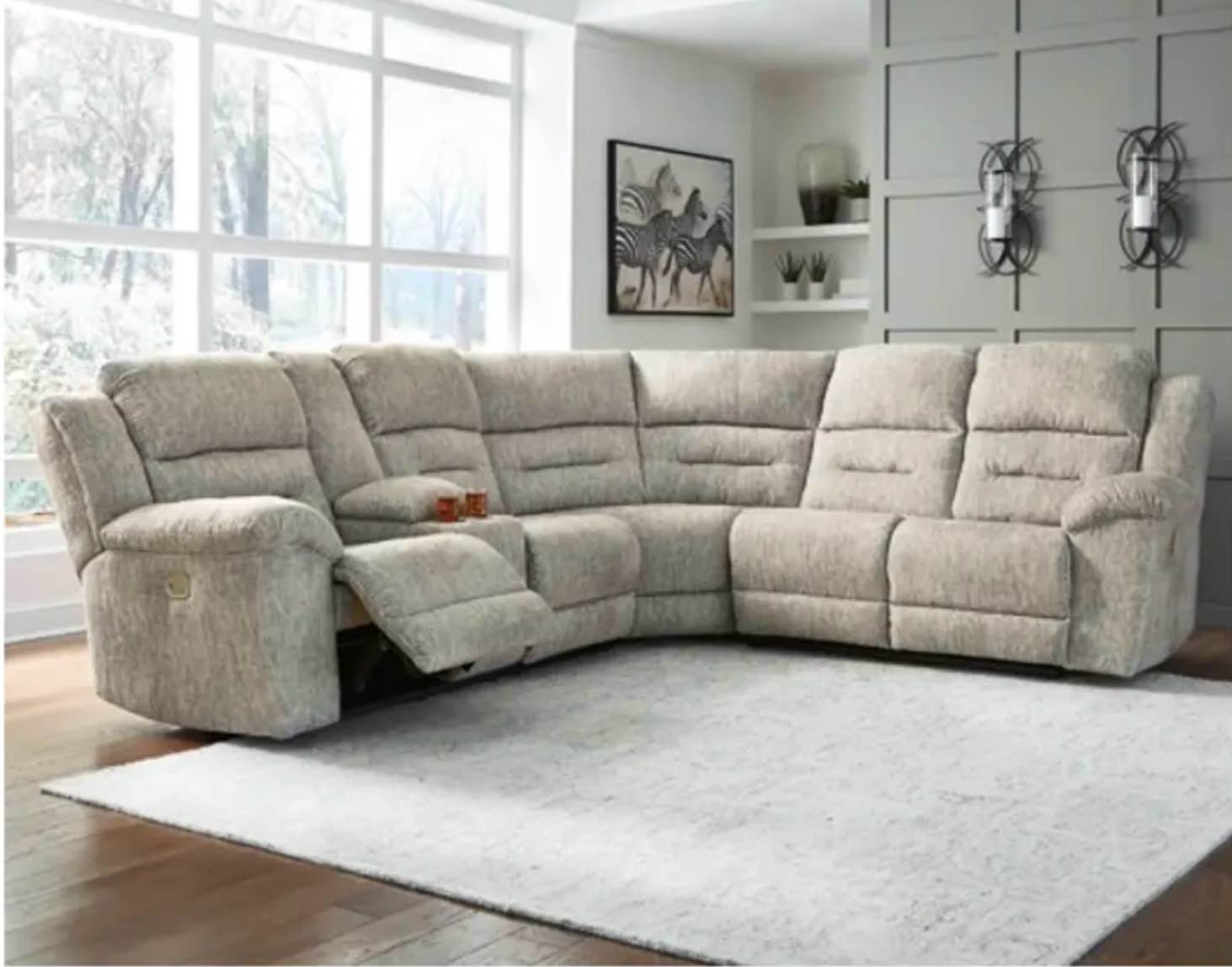 Family Den Laf Double Power Loveseat With Adj Head , Console & Wedge 