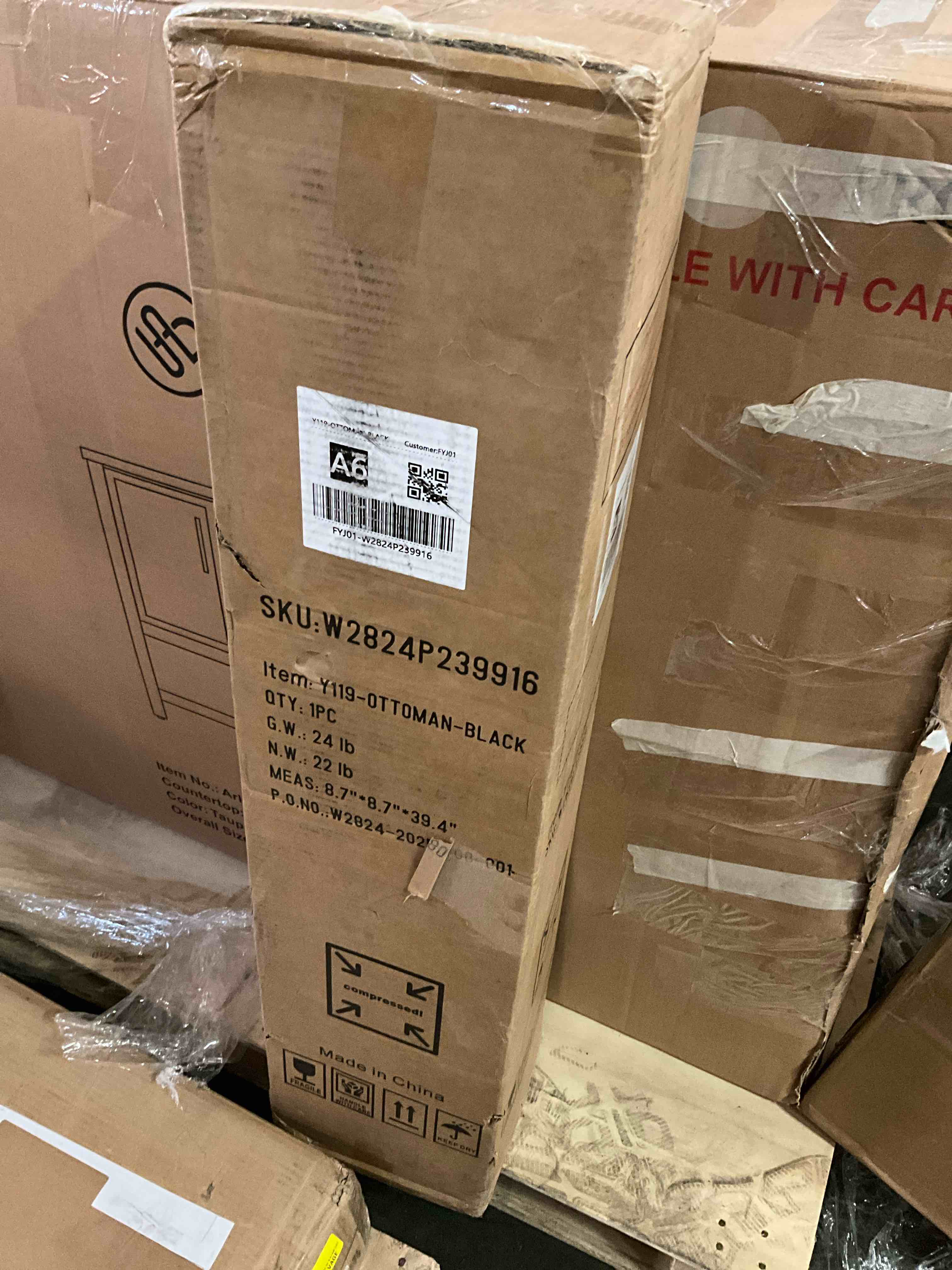 Condition photo showing New/Like New for 37.4" plush corduroy ottoman, upholstered cloud ottoman for boneless couch in a box, modular sectional couches for living room, compressed memory foam, no assembly require, black