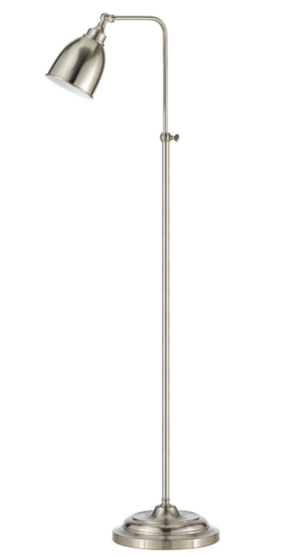 cal lighting bo-2032fl-bs traditional one light floor lamp from pharmacy collection in pwt, nckl, b/s, slvr. finish, 20.00 inches, 7.3x26.3x14