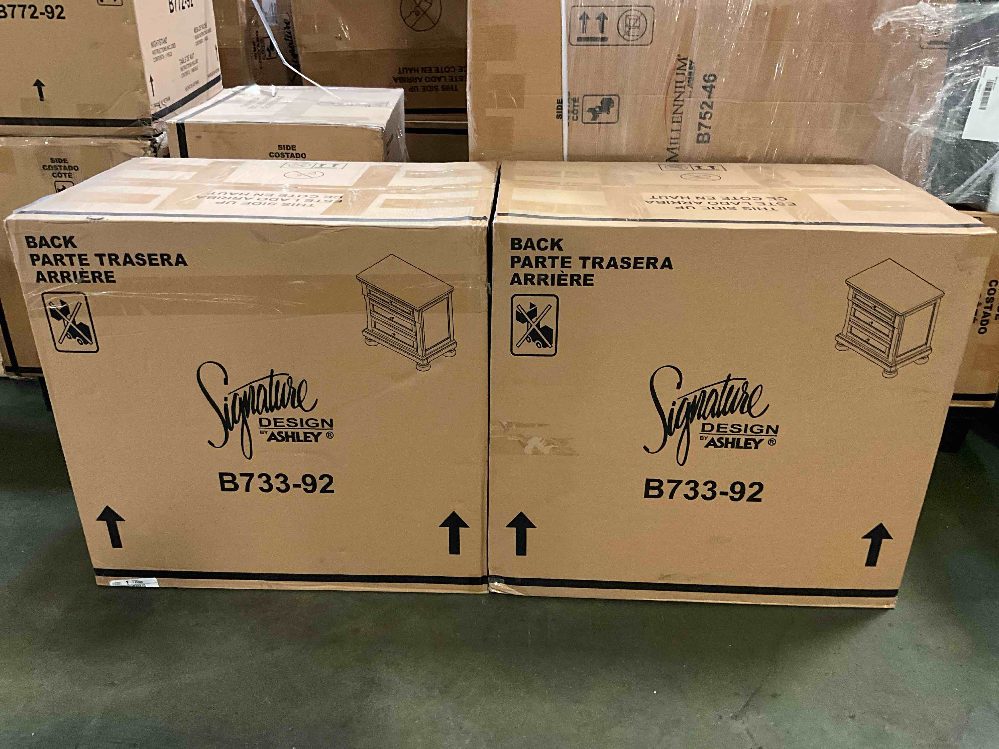 Condition photo showing New/Like New for lot of 2 lettner 29" 2 drawer nightstand