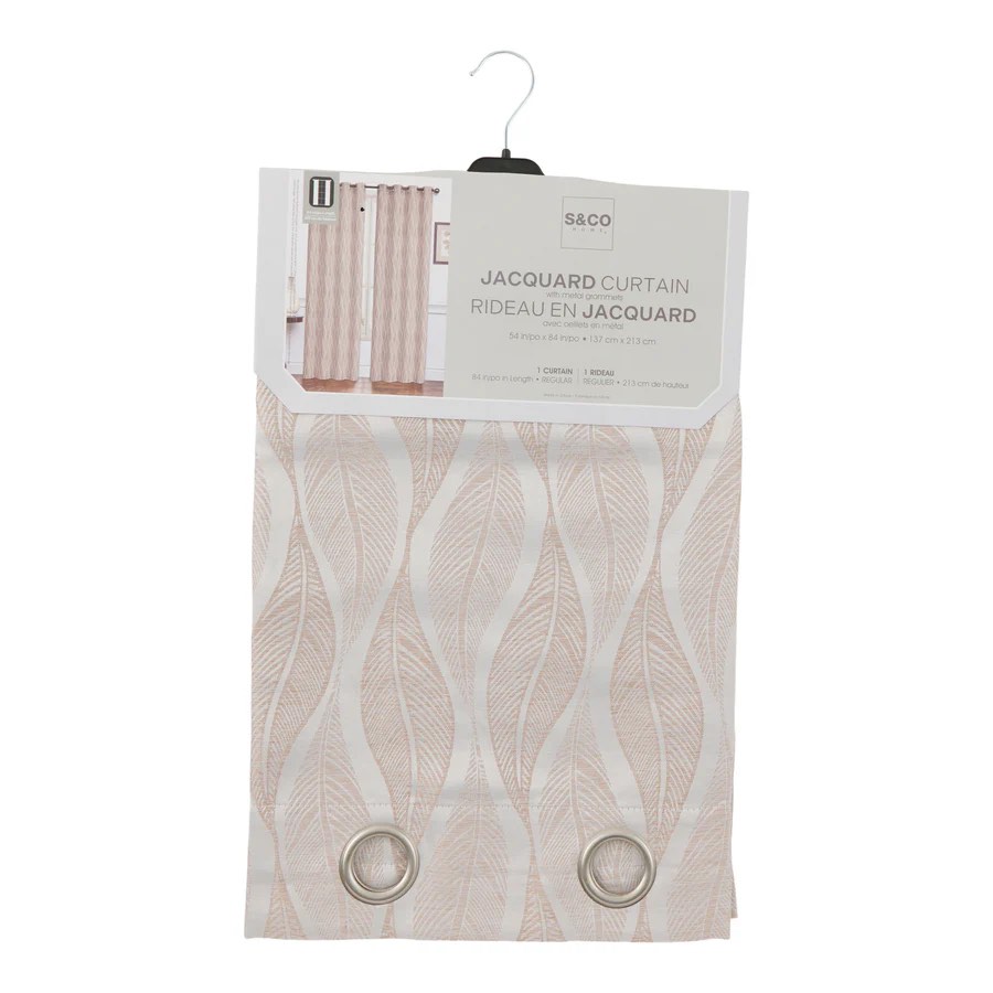 Floral Jacquard Curtains with Grommets, 54-in x 84-in. 1 pcs 