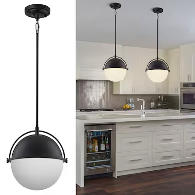 GoYeel 1 -Light Black Modern/contemporary Opal glass Globe Hanging Pendant Light