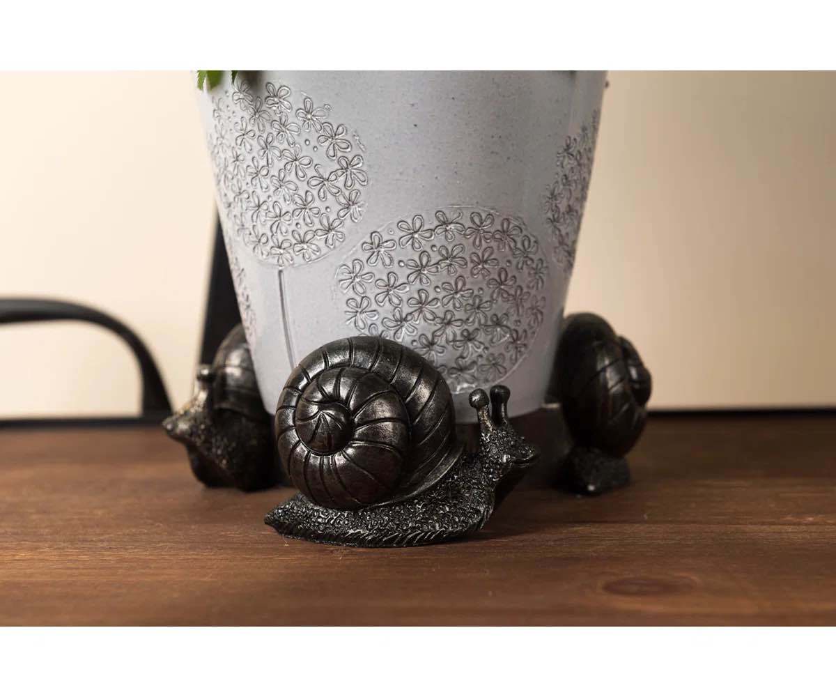Snail Potty Feet Bundle: Antique Garden Decor, Pot Buddy & Cane Companion