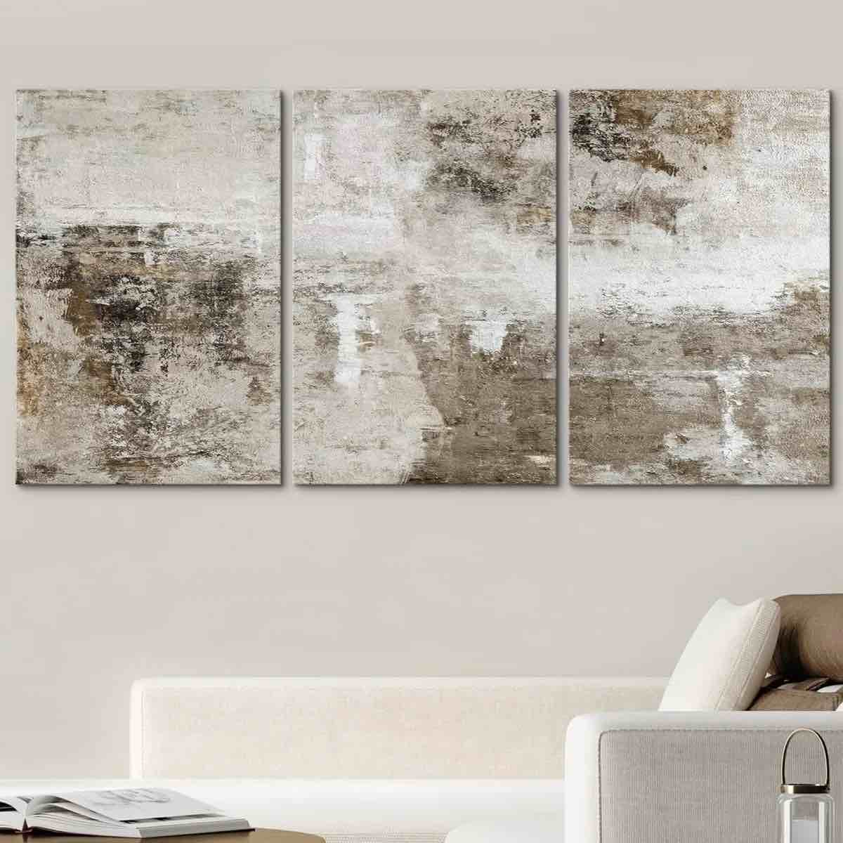 Grunge Abstract Paint Stroke Effect " Pastel Watercolor Paint Stroke Collage Abstract Shapes Modern Art Decor " 3 - Pieces