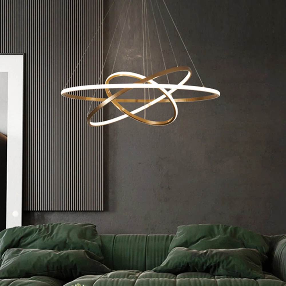 Ultra Modern Large Halo Led Ring Chandelier Brushed Brass 39"