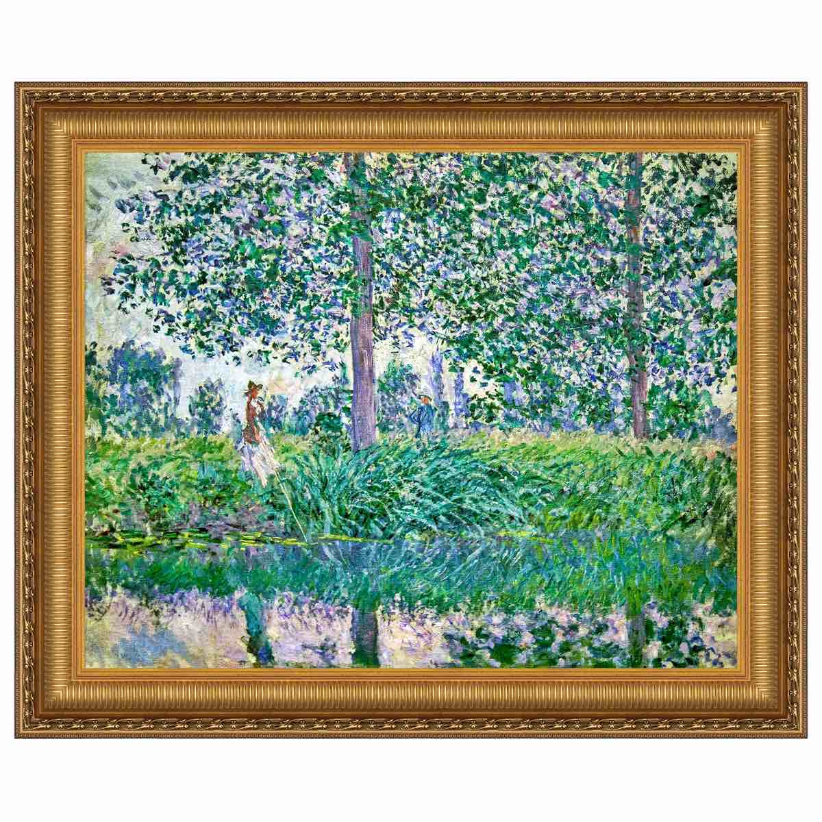 Fishing on the River Epte, 1887 Framed Print on Canvas