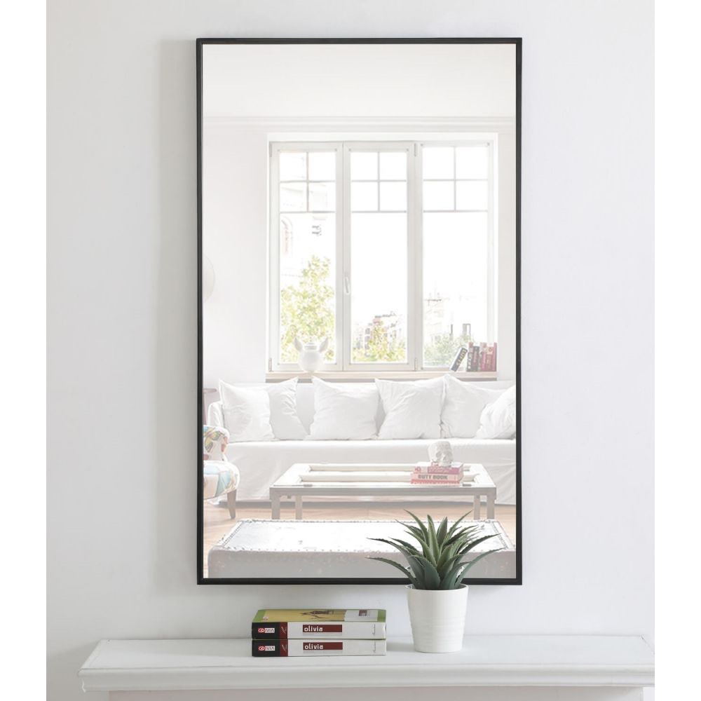 Elegant Decor MR4074BK Monet 24 x 40 inch Metal Frame Rectangle Mirror in Black