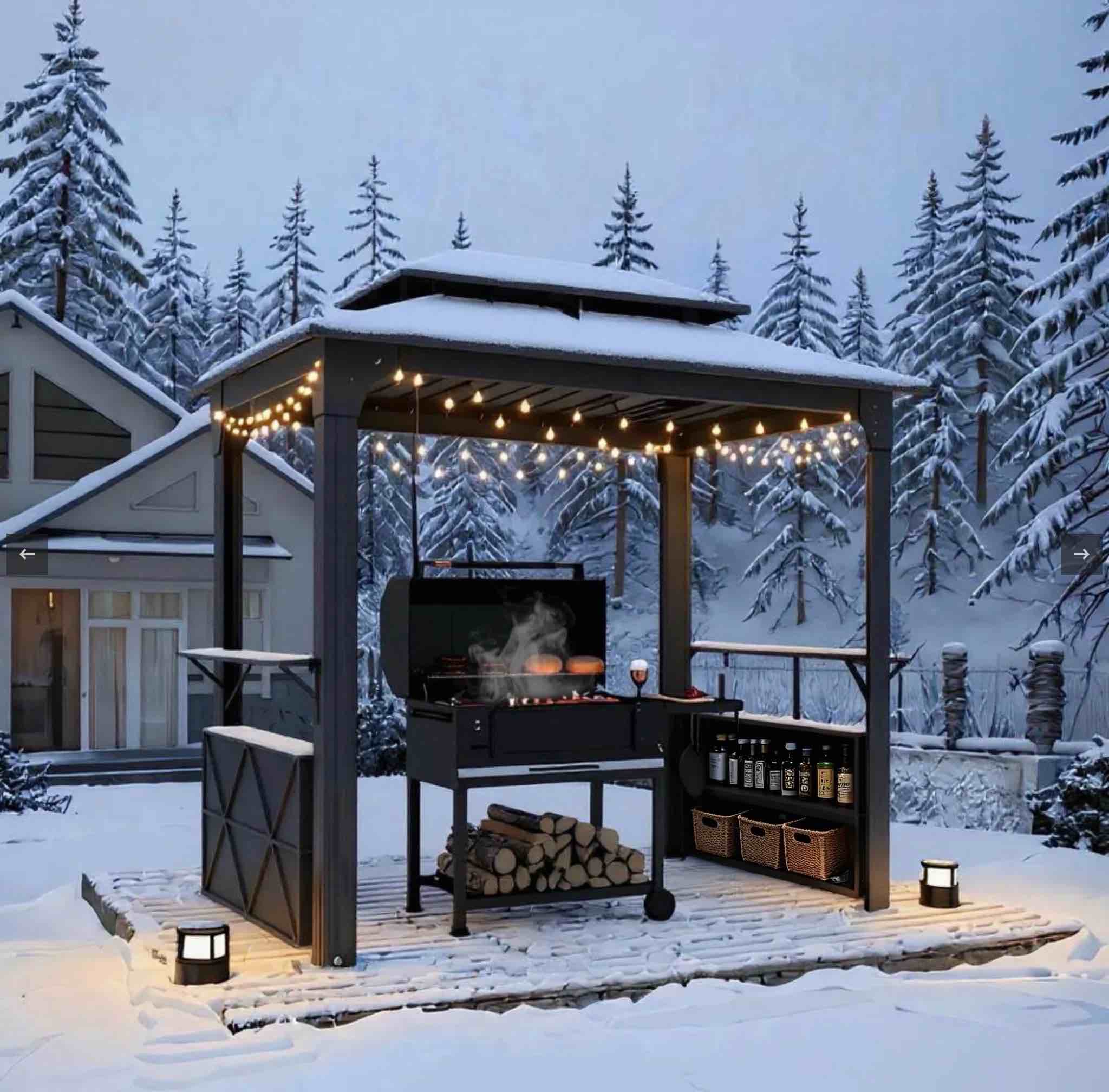 EROMMY 8x6 Grill Shelter With Two Side Bars. INCOMPLETE 