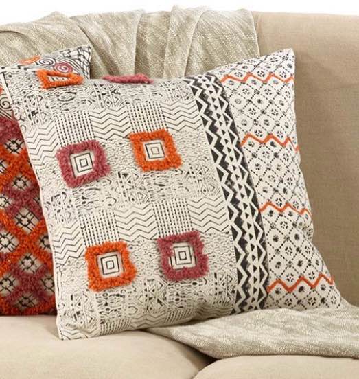 Lola Collection Appliquéd Cotton Pillow Cover 