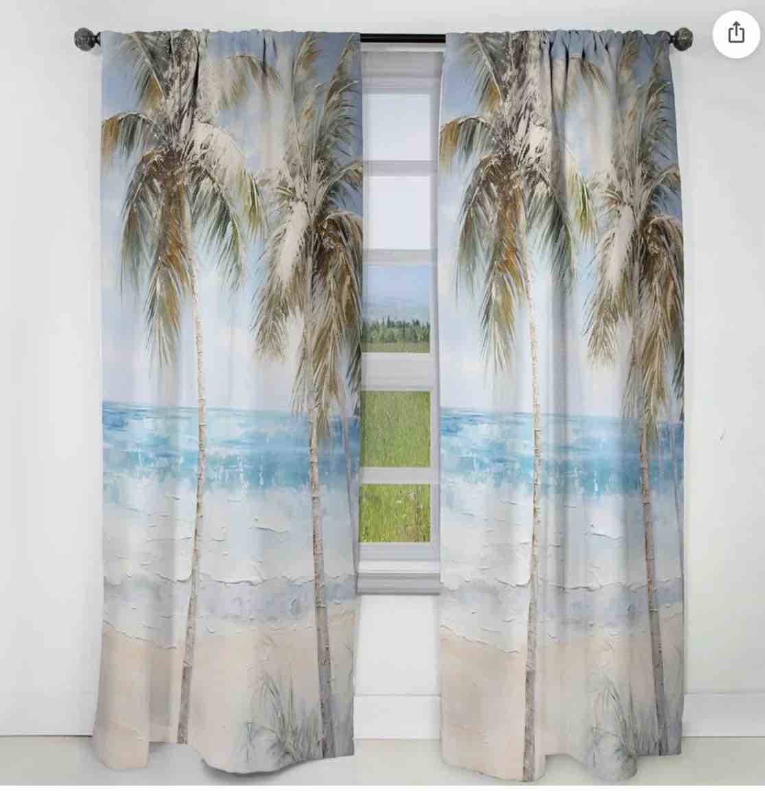 Broomtown - Palm Trees Curtain - Blackout Floral Curtain -2 panel 