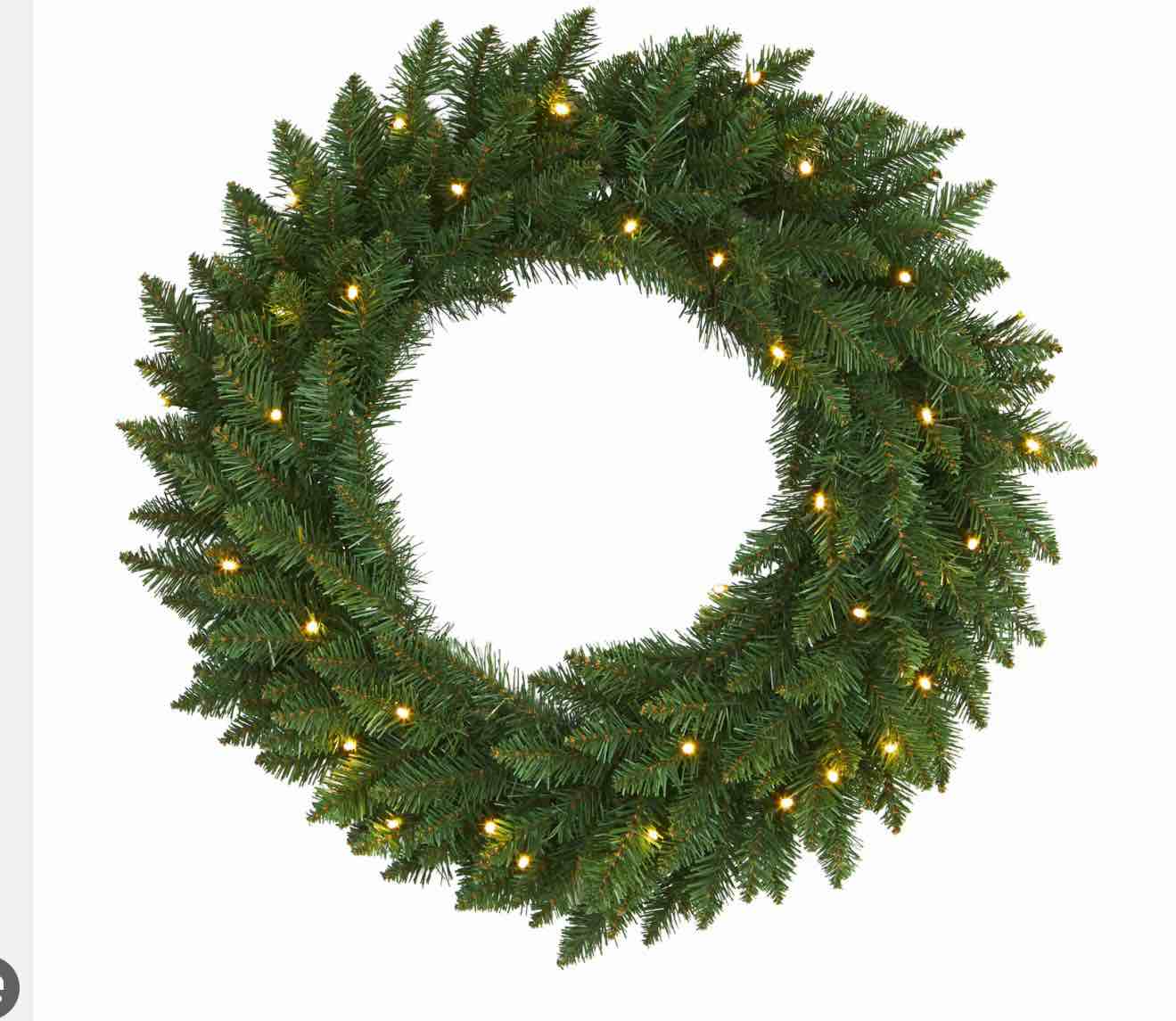  MS 24" GREEN WREATH-CL. Nearly Natural 24-in Green Pine Artificial Christmas Wreath with 35 Clear LED Lights 
