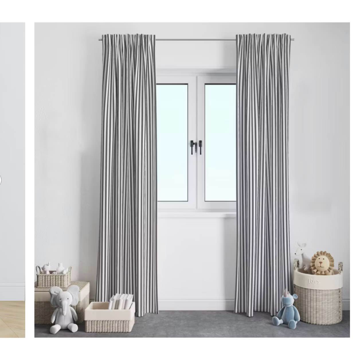 Ticking Stripe 100% Cotton Striped Room Darkening Pinch Pleat Singl