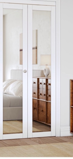 Mirrored Door Solid Manufactured Wood Bi-Fold Door with Installatio