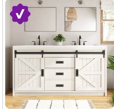 Chimina 60” Double sink bathroom vanity with sink combo set ,white ,incomplete 