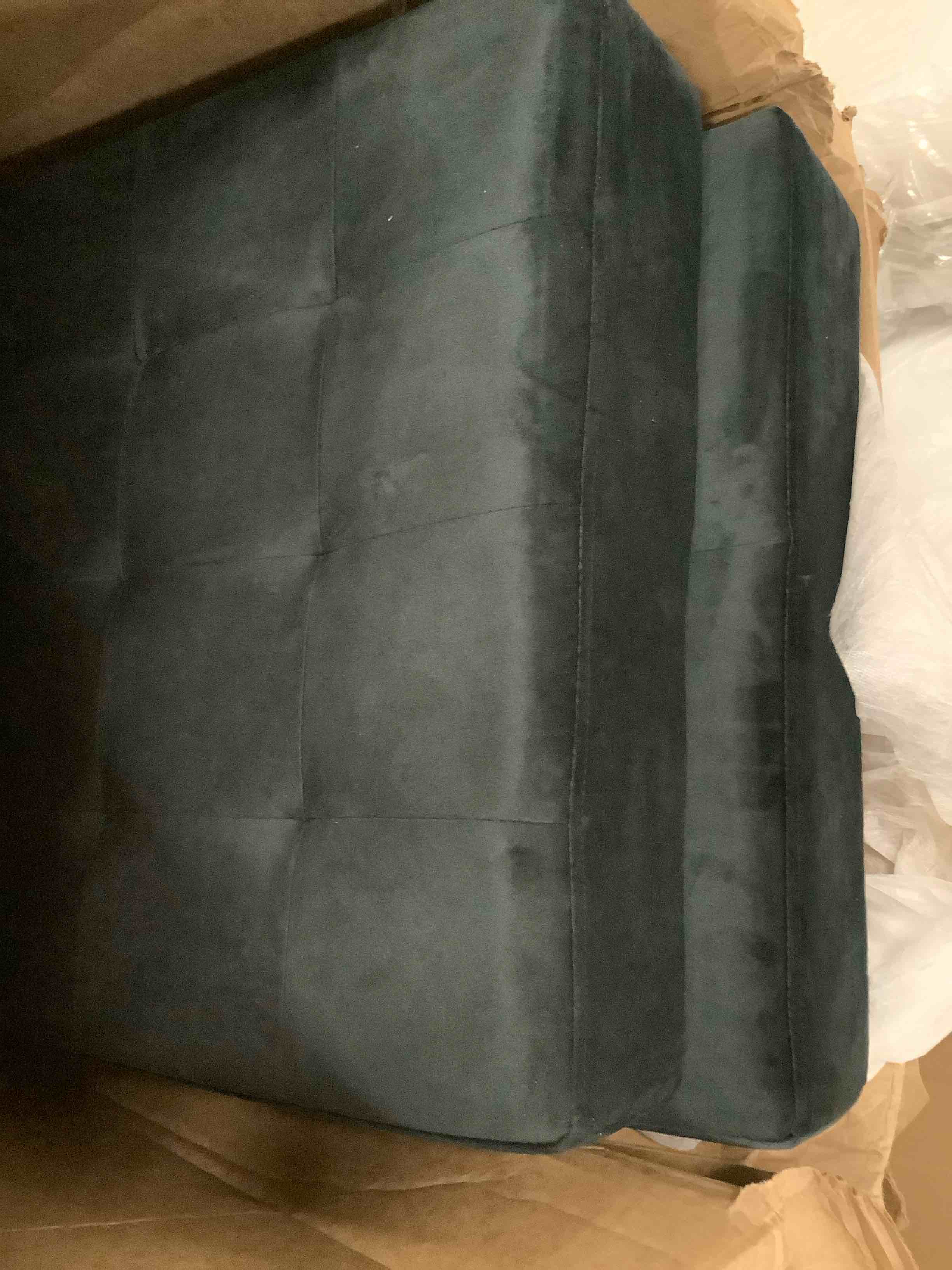 Incomplete Hommoo flannel sofa —only two small seat sections.