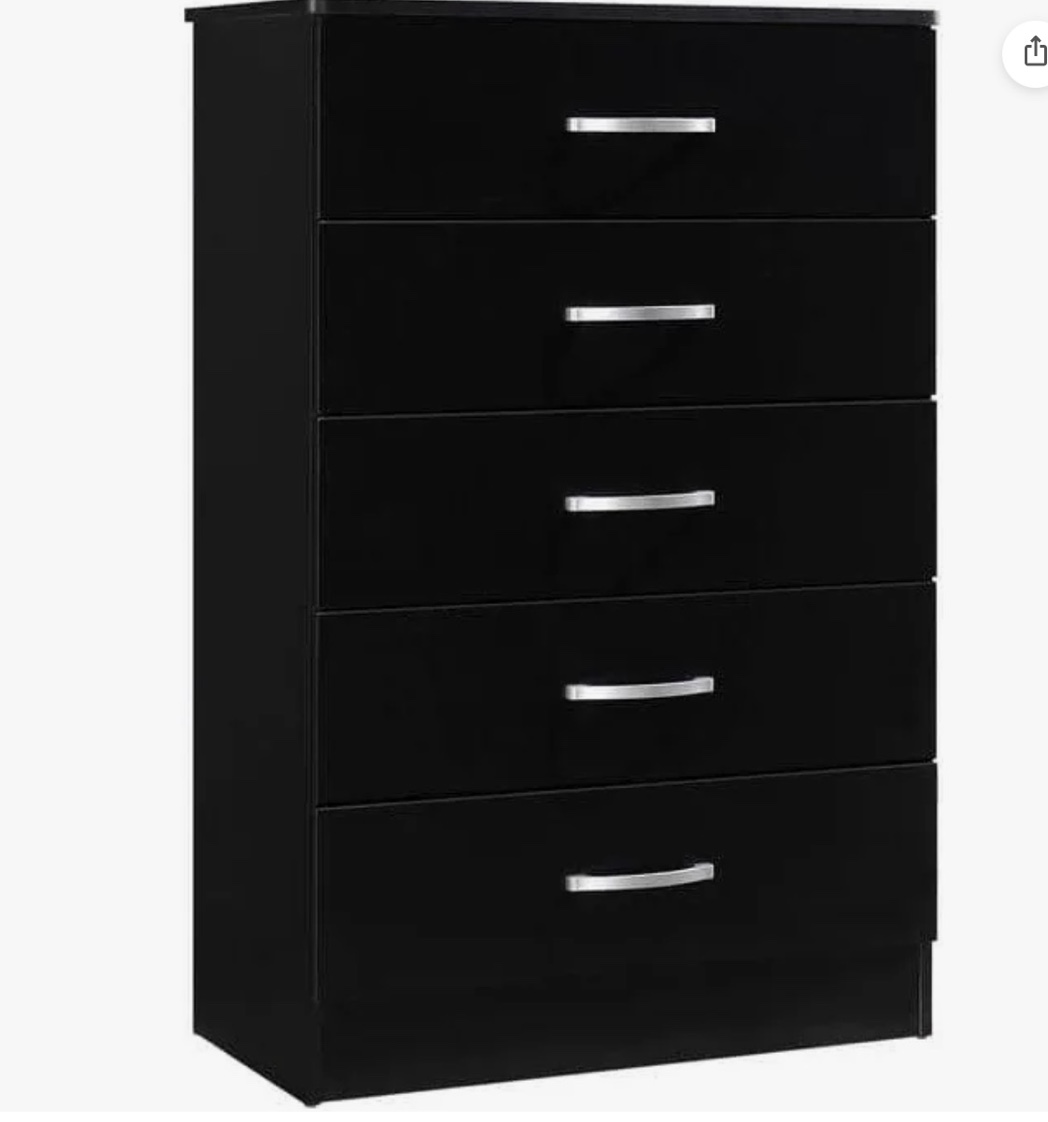 5 Drawer Chest Box 2/2- Rails, Drawe black , imcomplete 
