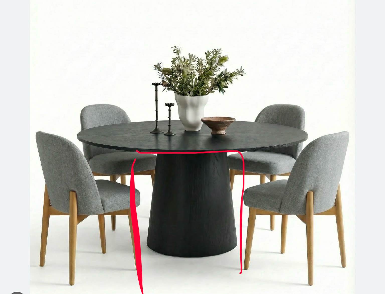 Willy 48" Charcoal Round Pedestal Dining Table by Leanne Ford