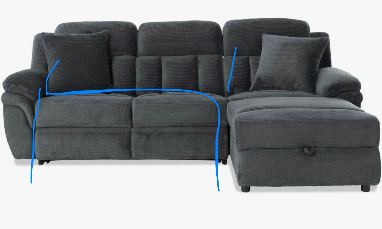 Convertible Sectional Couch With Sleeper Function & USB Charging M.imcomplete 6 small parts 
