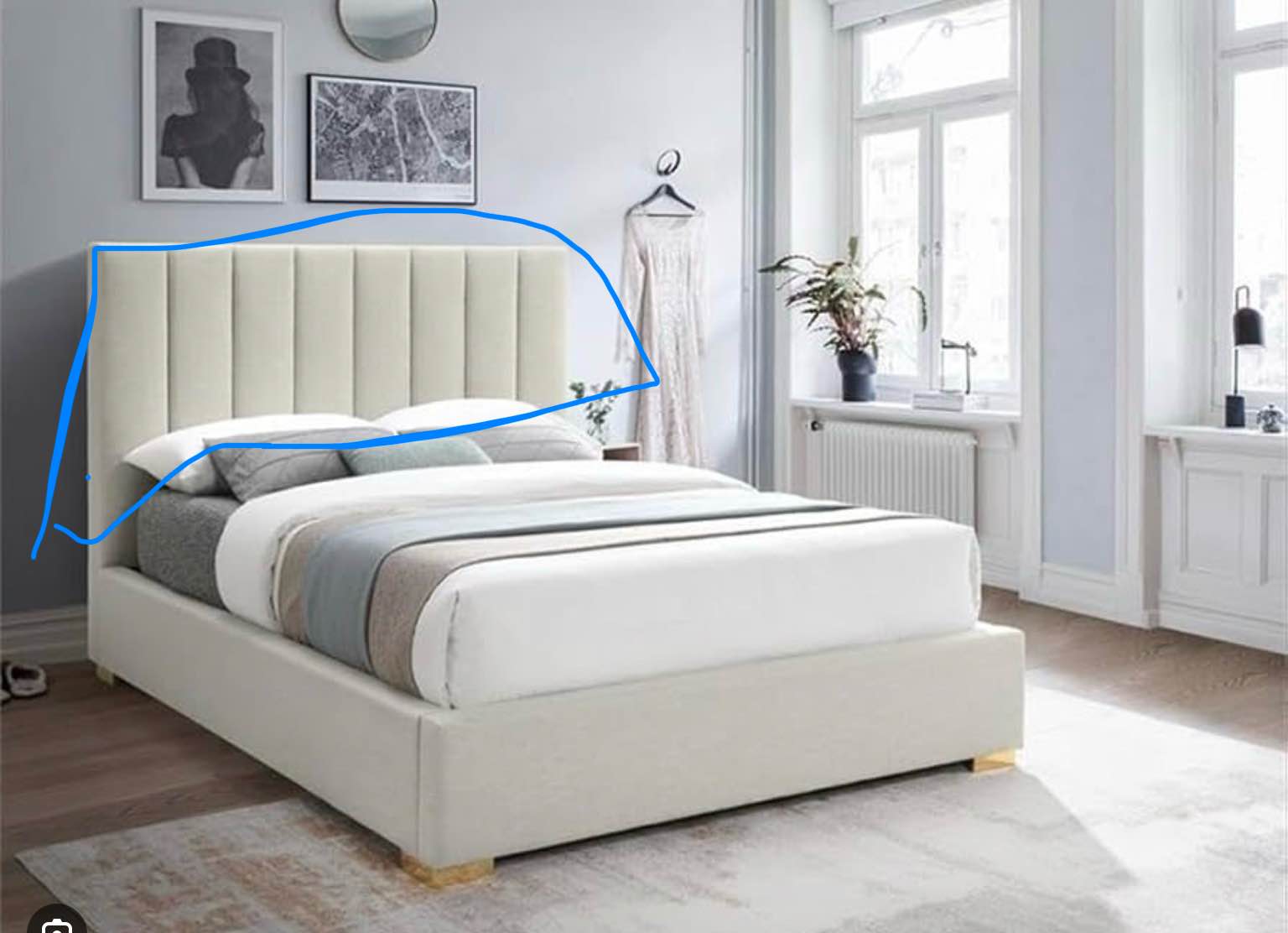 Headboard pierce beige - king bed color beige