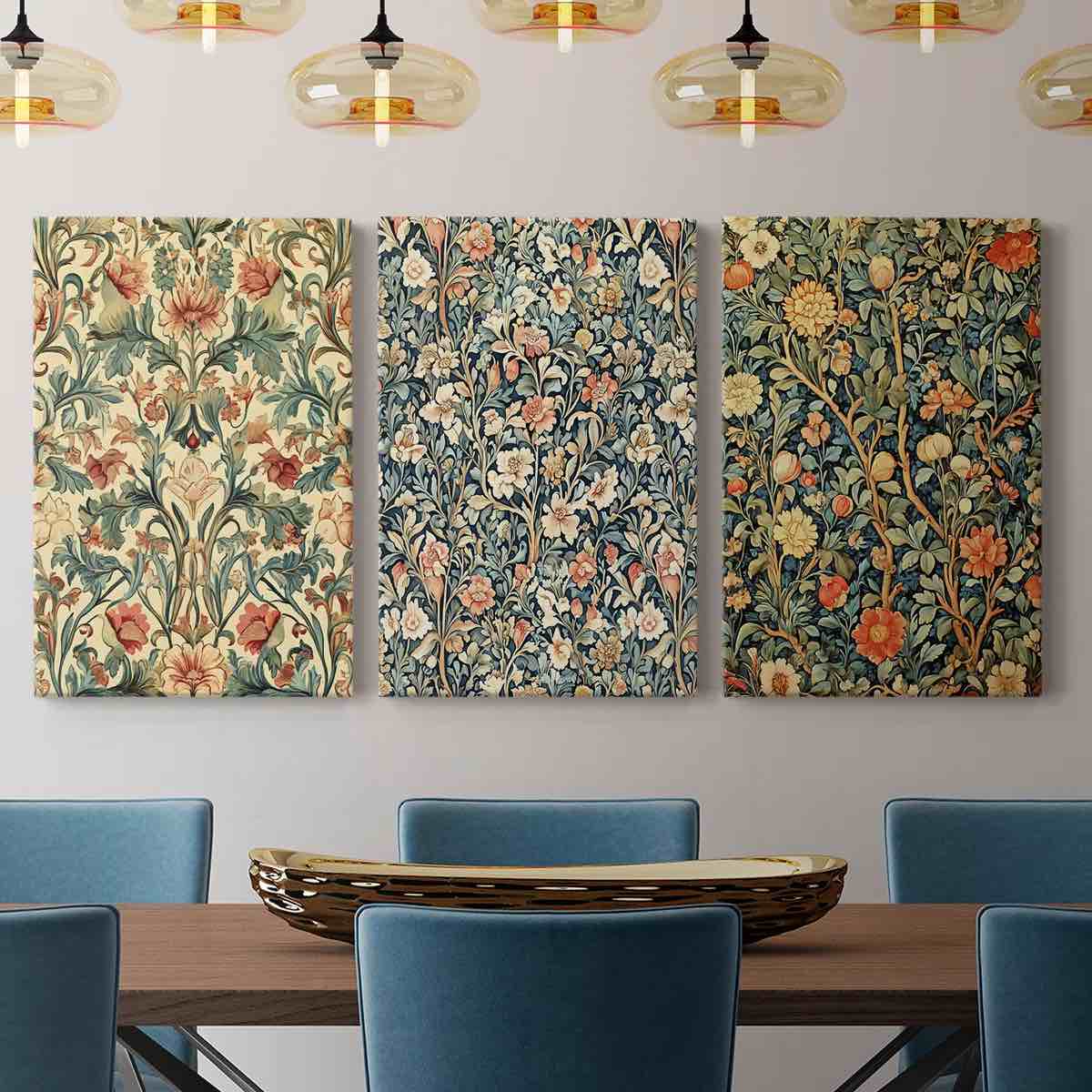 WM Morris Homage Series CC -Premium Gallery Wrapped Canvas Set -Ready to Hang (Set of 3) 32” x 48” Individual Size