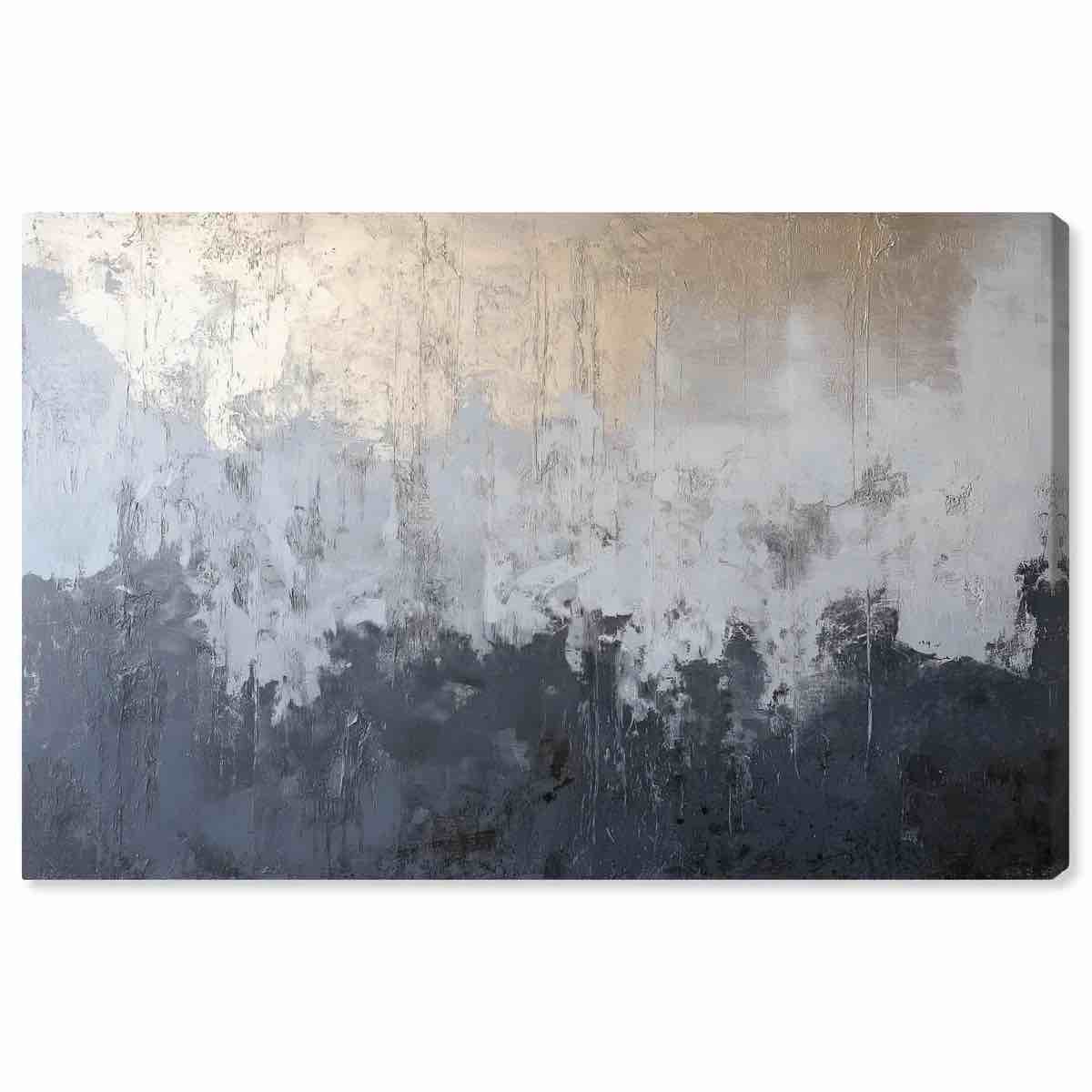 Silvered Layers Canvas Blue Abstract Art by Art Remedy 36” x 54”