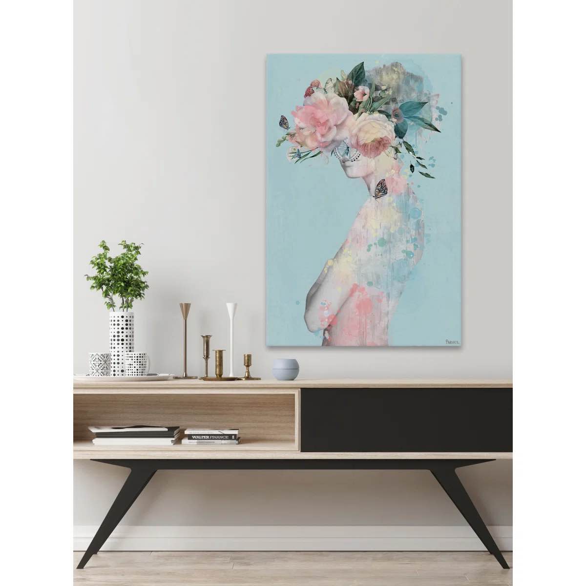 "Flower And Butterflies" by Parvez Taj Painting Print 24” x 36”