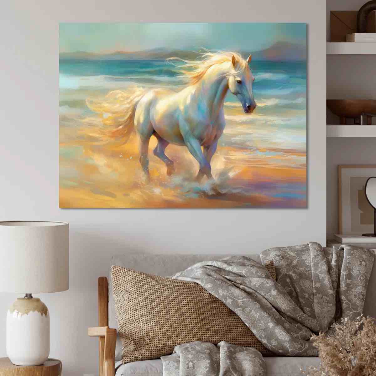 Horse On The Beach I - Horse Wall Art By Dovecove 34” x 44”