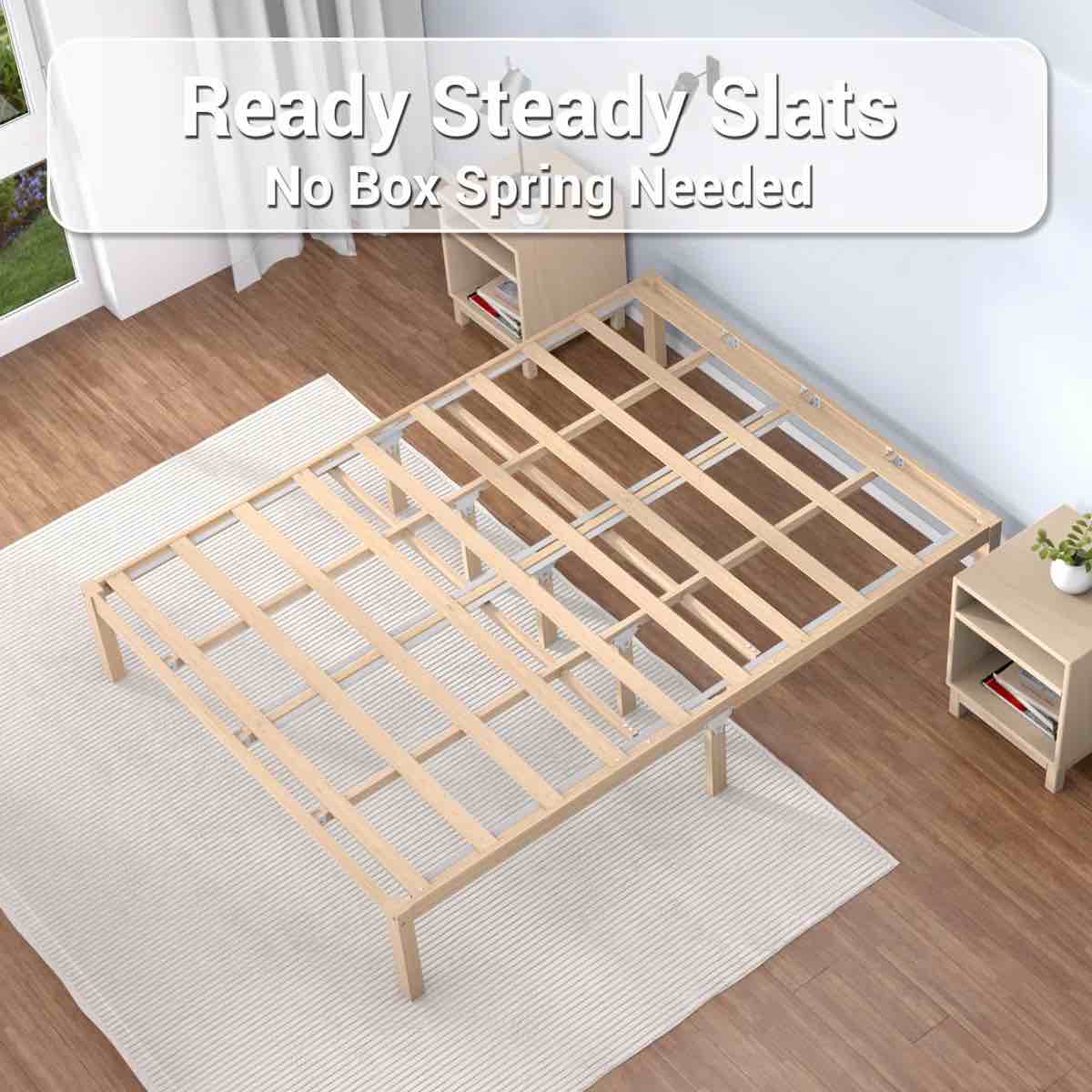 Bed Frame Bamboo Wood Platform Beds With Slats Support Natural