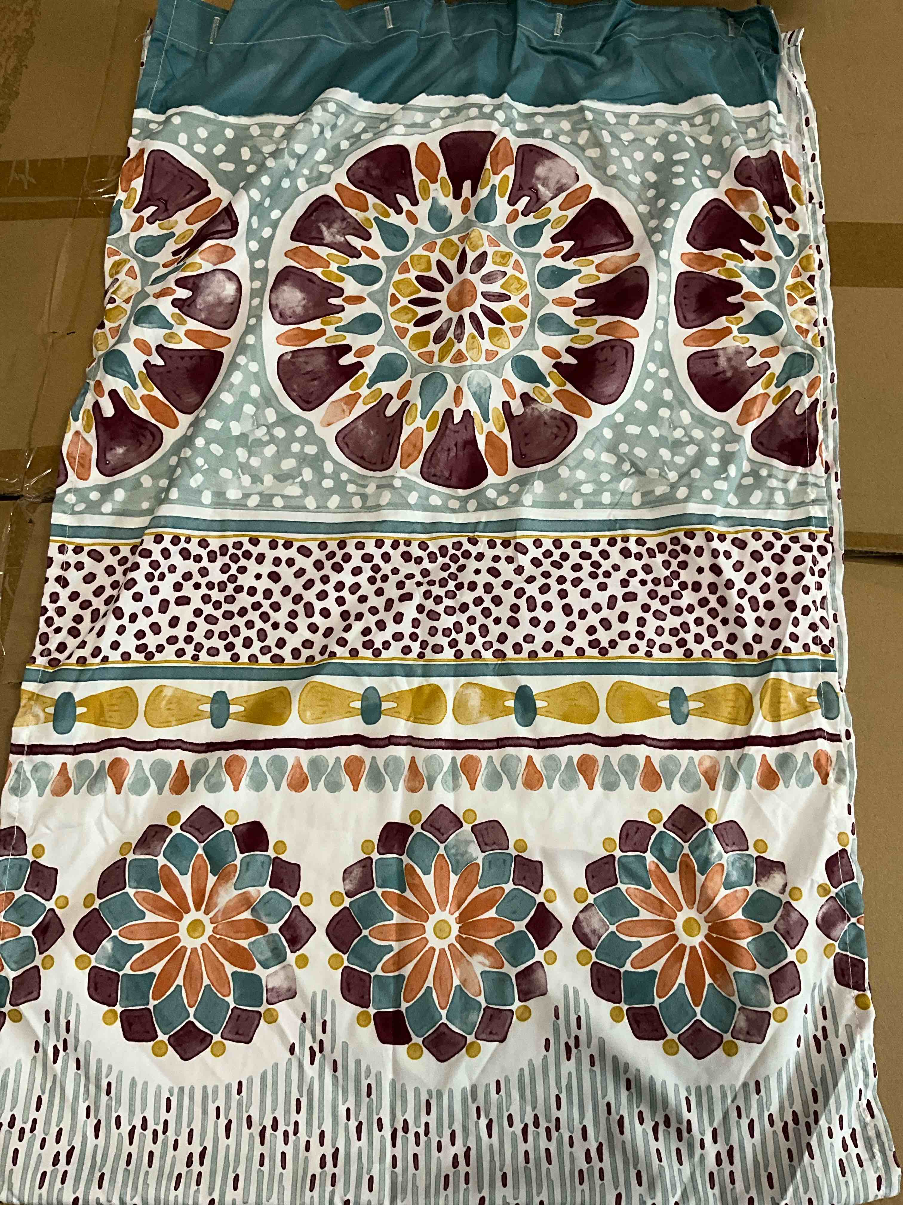  Purple, Blues And Warm Color Abstract Curtain 22”W x 68”L, 2 Piece