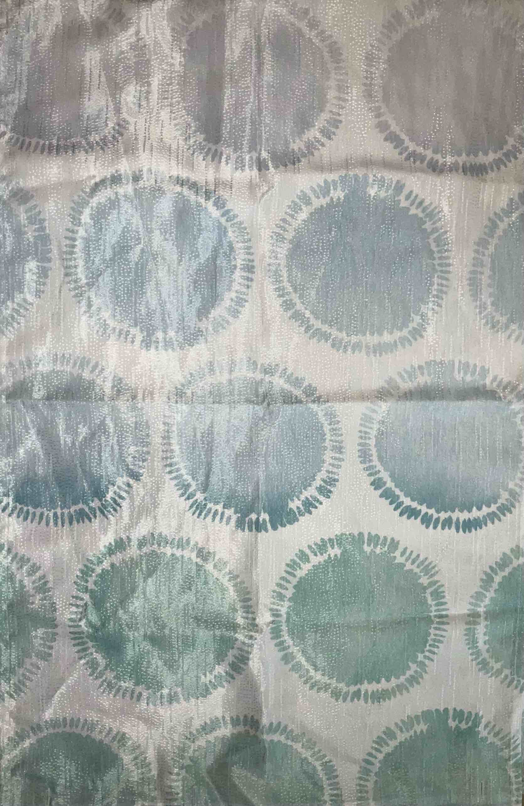 Lights Blues And Green Shimmery Polka Pot Curtain 22” W x 68”L