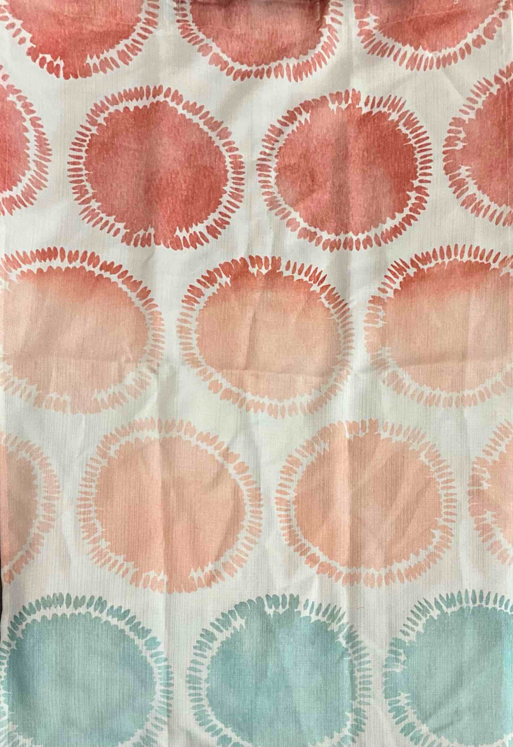 Grapefruit-Pink And Sky-Blue Polka Dot Curtain 22”W x 68”L