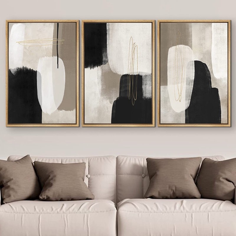 " Color Blocks Abstract Shapes Wall Art " 3 - Pieces Painting Print 16” x 24” Individual Size
