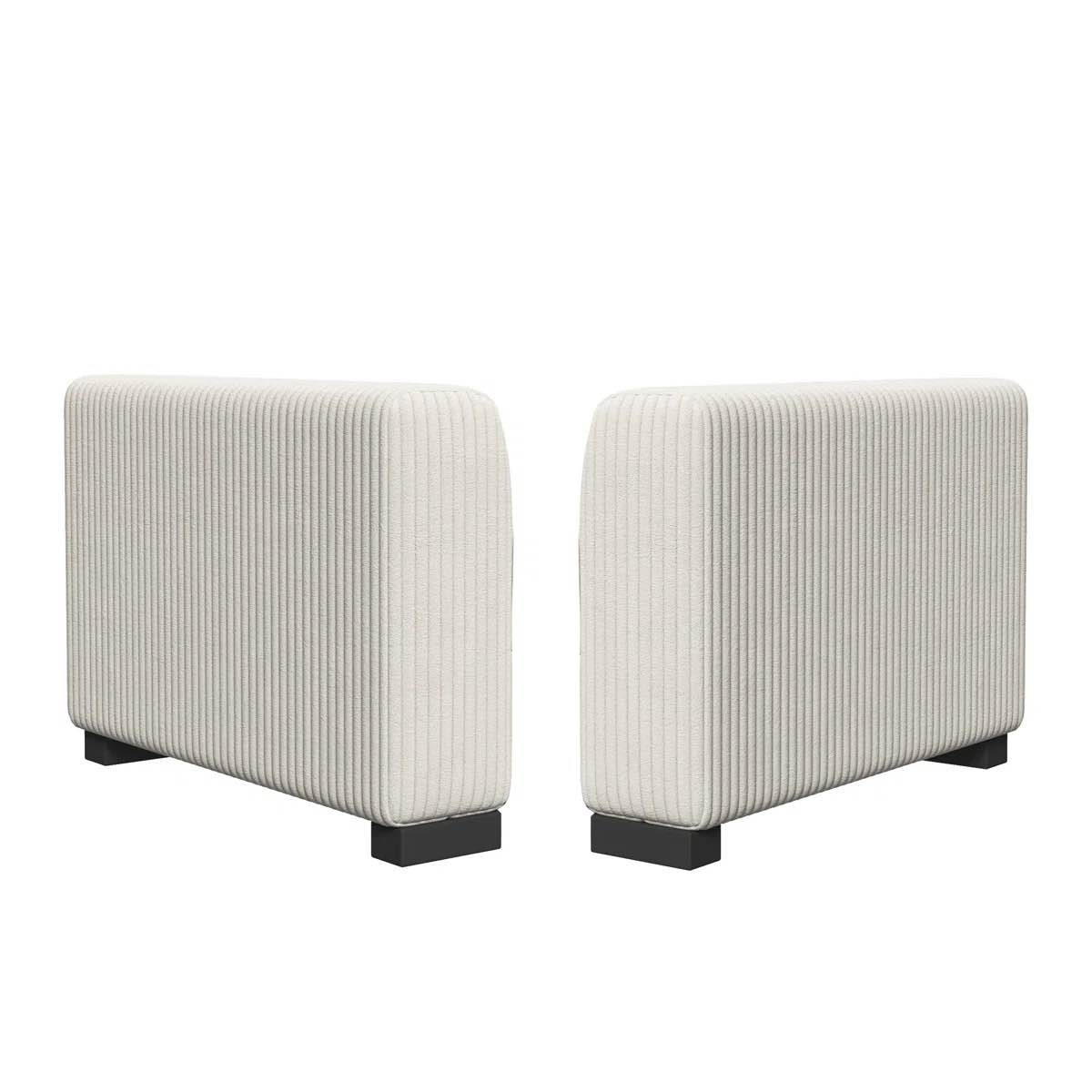 Corduroy Armrests Module For Corduroy Sofa Collection White 2pc