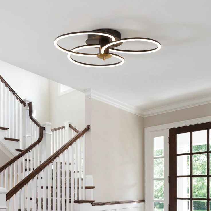 Eylana 3-Light LED Semi Flush Mount with Remote Control Fixture Finish WHITE