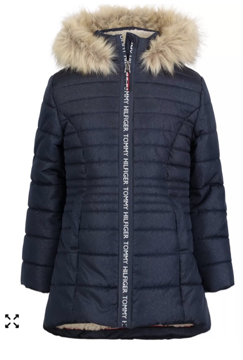  Tommy Hilfiger Little Girls High-Low Signature Hooded Puffer Jacket 6X