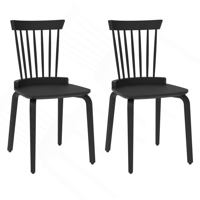 Solid Wood Slat Back Windsor Chair Set Of 2, High-Quality And Sturdy For Various Home Decor By Ebern Designs