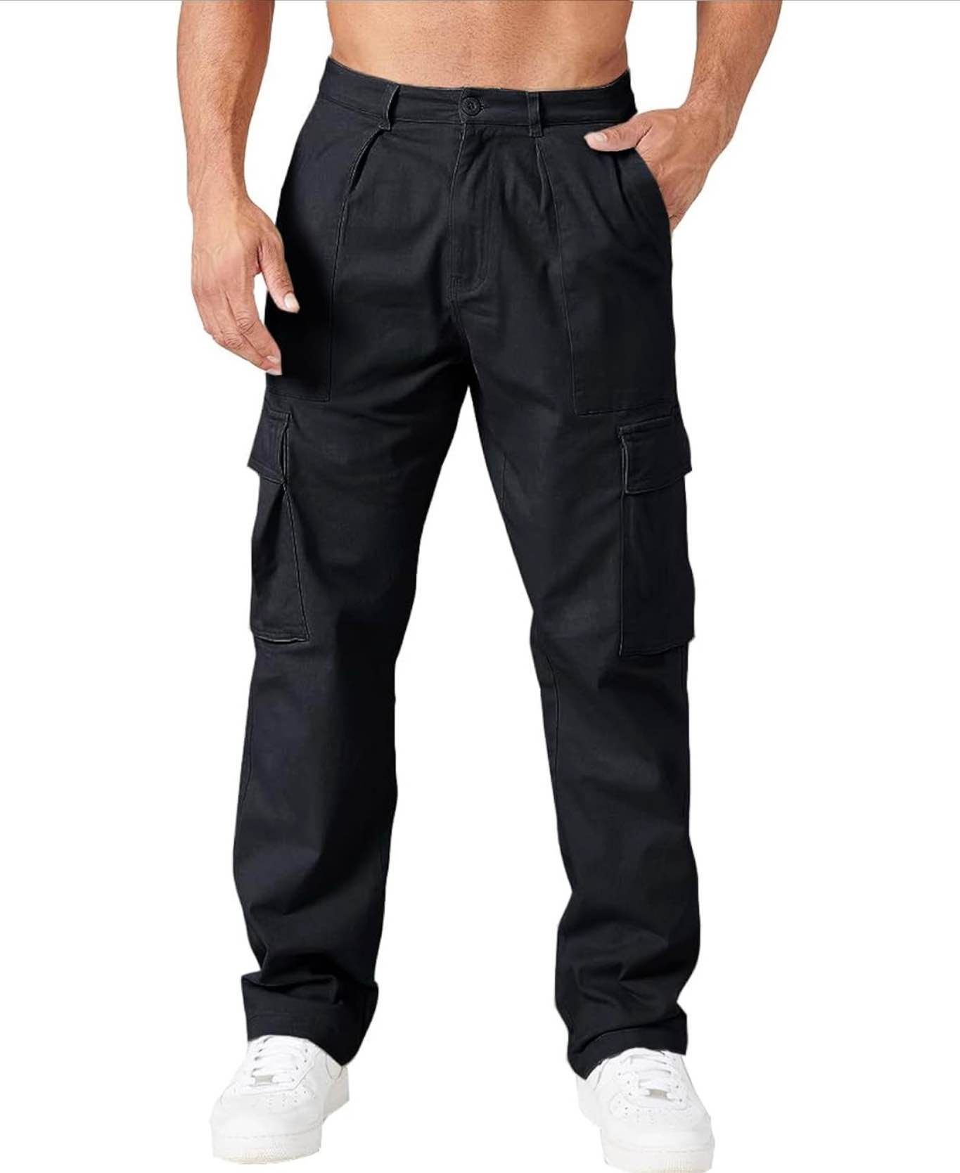THWEI Cargo Pants for Men Casual Cotton Lightweight Relaxed Fit Stretch Elastic Waist Work Pants Size XL