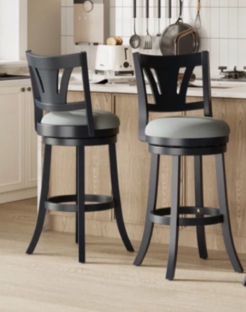  Uphoistored Swivet Bar Stools witk Curved Bonlves & Solld Rubter set 2 