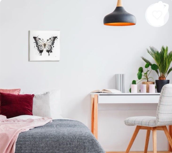 Az-548 - Wood " Modern Black Butterfly " by Amanda Greenwood Size 12” X 12” 