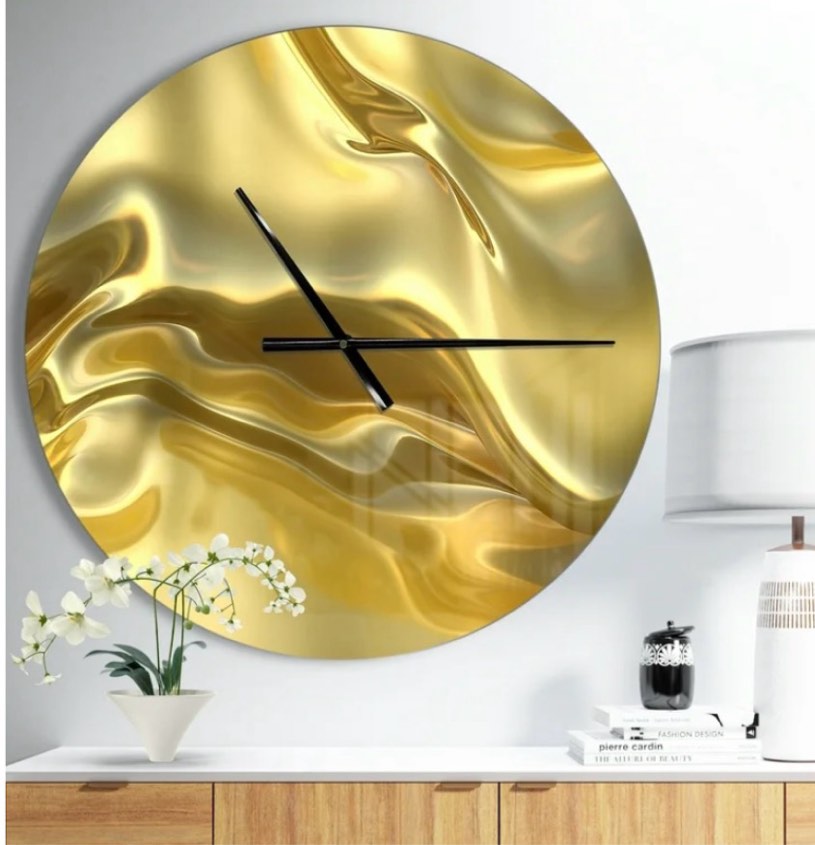 Golden Cloth Texture - Modern Wall Clock size 36” x 36” 