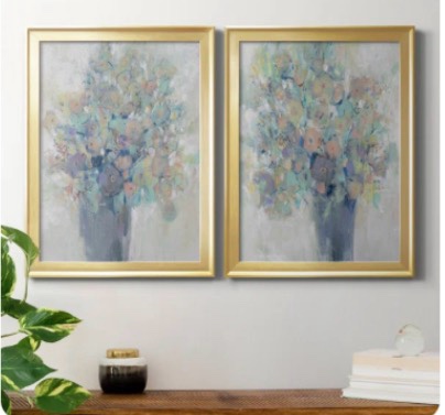 "Bouquet I "2 - Pieces Painting Print Size: 24.5" H x 18.5" W x 1.25" D Silver-coloured frame 