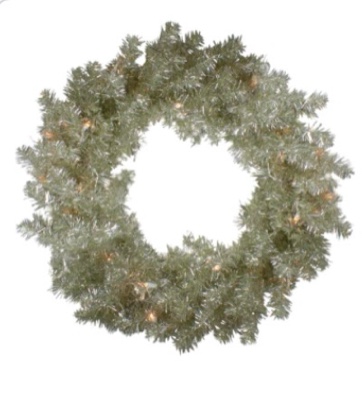 24” Pre-Lit CHAMPAGNE TINSEL WREATH