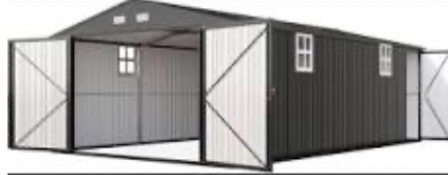 13x21x8 FT Outdoor Metal Garage Shed, Extra Large Storage Shed with Double Hinged Doors, 4 Windows, Heavy Duty Carport for Cars, Boats, Trucks and Equipment Storage, Dark Gray  (Incomplete Box  1/3 )
