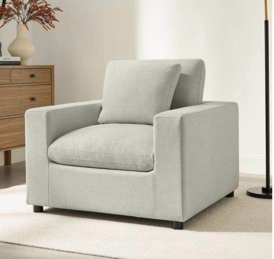 White Cotton Fabric Arms for the sofa in the image 