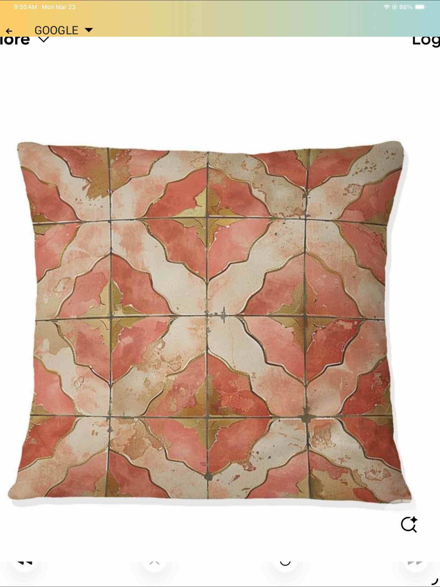 Salmon And Gold Rustic Tile II - Farmhouse Pillow