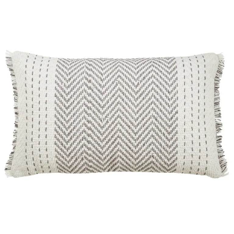 Carey Fringed Cotton Lumbar Pillow Cover 4399523623